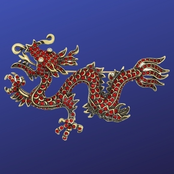 HEIDI DAUS “Shimmering Dragon” Pin Brooch, RETIRED/SOLD OUT, SIGNED, NWOB - Picture 1 of 6